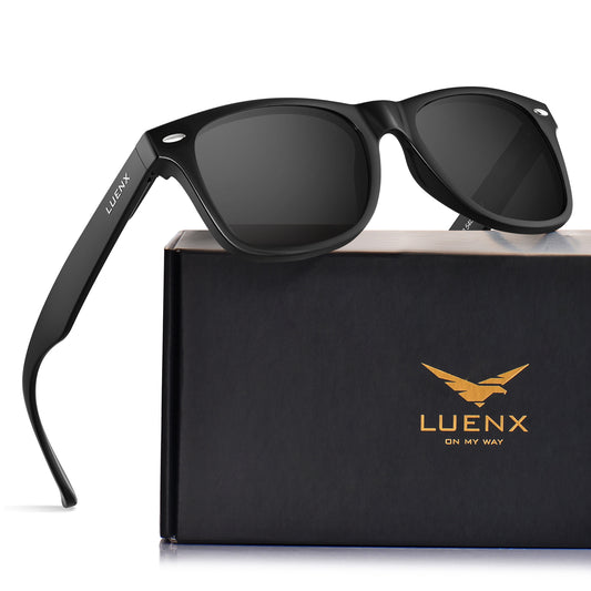 LUENX Square Retro Polarized Sunglasses Men Women 80's Classic Trendy Stylish UV 400 Protection 54MM
