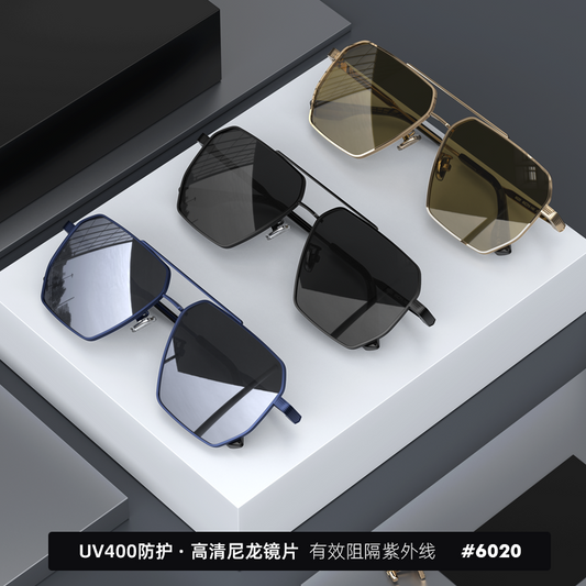 LUENX Aviator Sunglasses for Men Square Polarized Polygon Lens - UV 400 Protection with Accessories 61MM Driving Outdoor