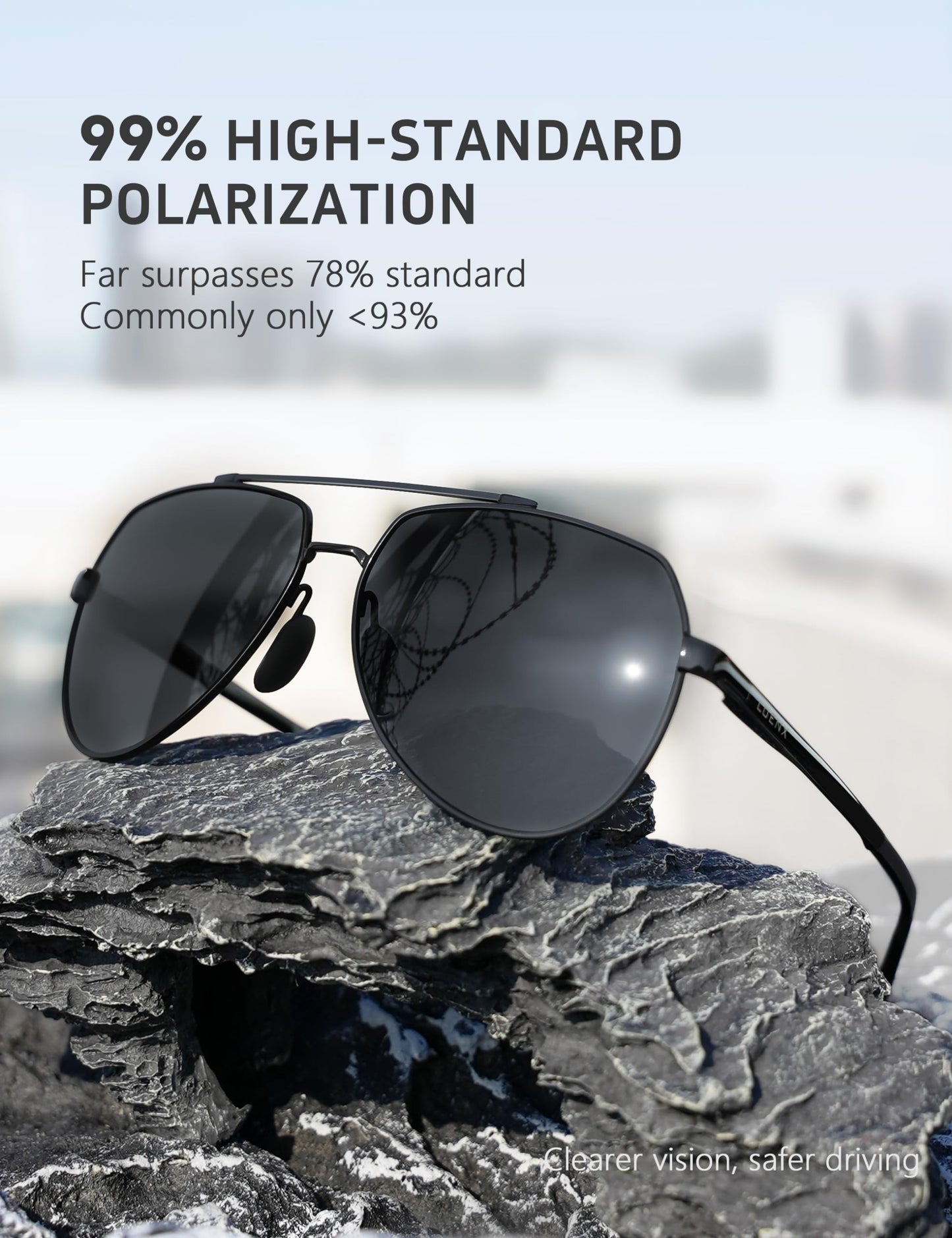 LUENX Aviator Sunglasses for Men Women Polarized New Shades Large Metal Frame - UV 400 Protection