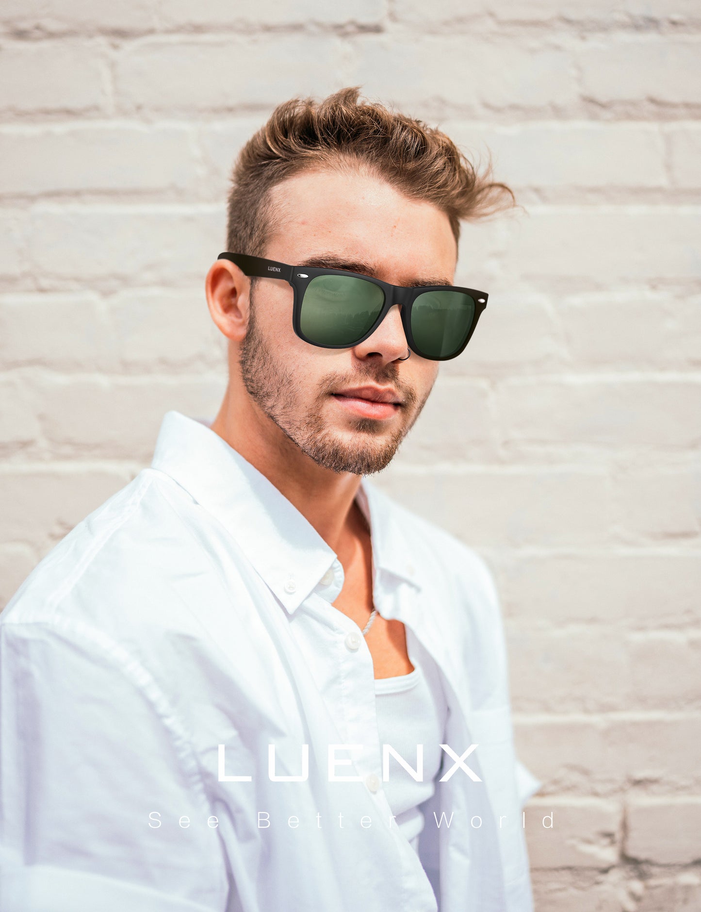 LUENX Square Retro Polarized Sunglasses Men Women 80's Classic Trendy Stylish UV 400 Protection 54MM